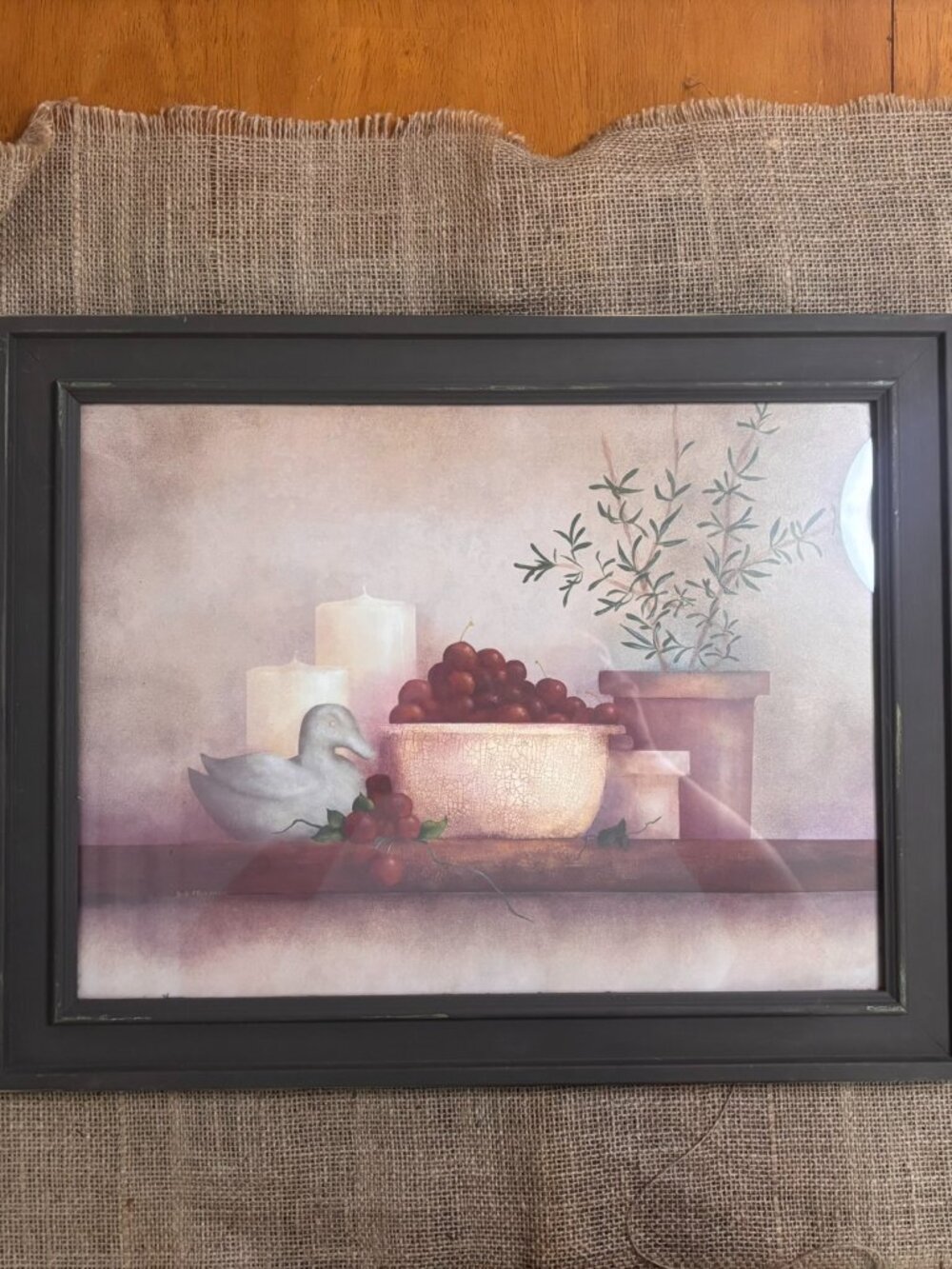 VTG Country Still Life Framed Bob Pennycook Art Print Duck Decoy Country Decor